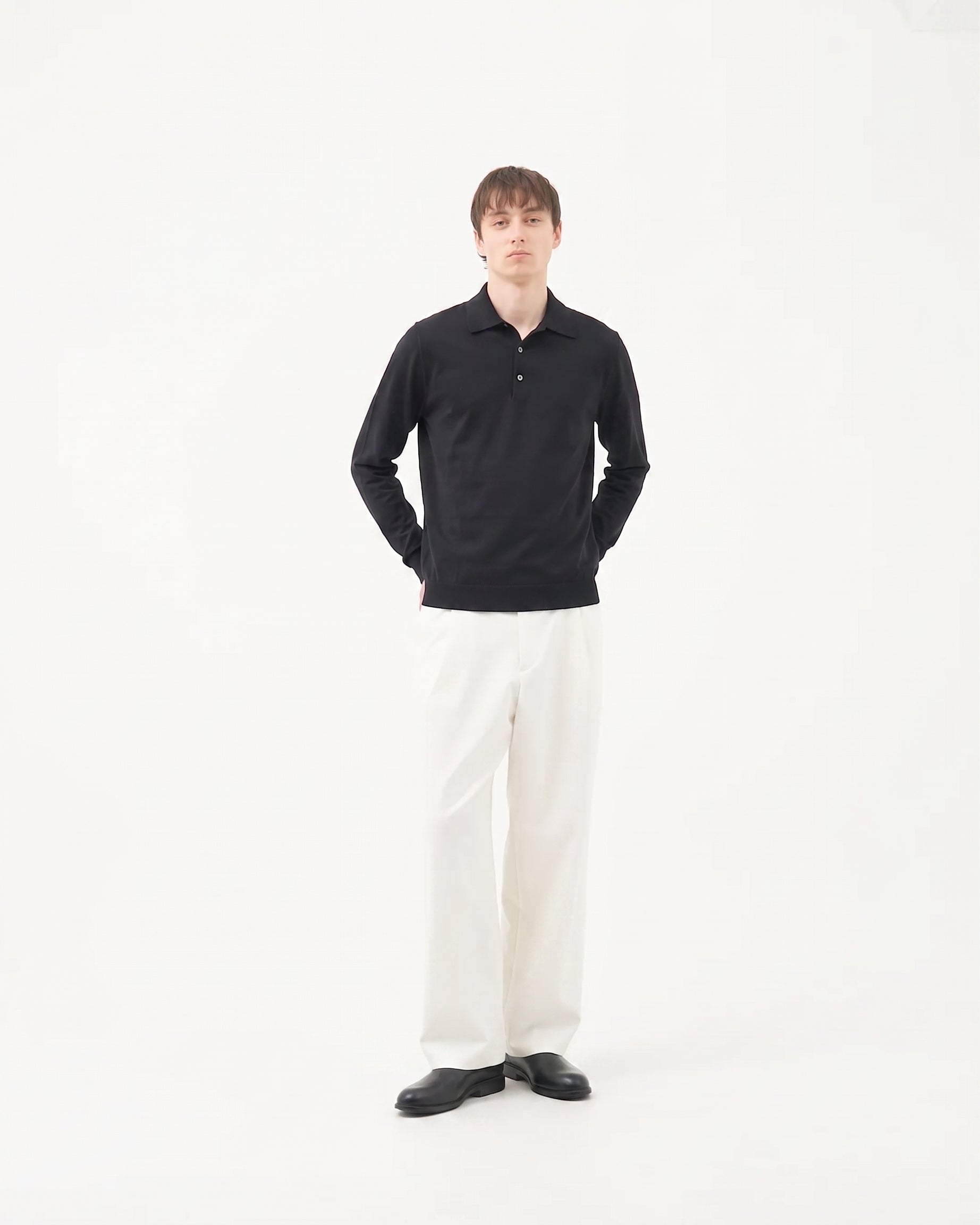 SEA ISLAND COTTON POLONECK LONG SLEEVE