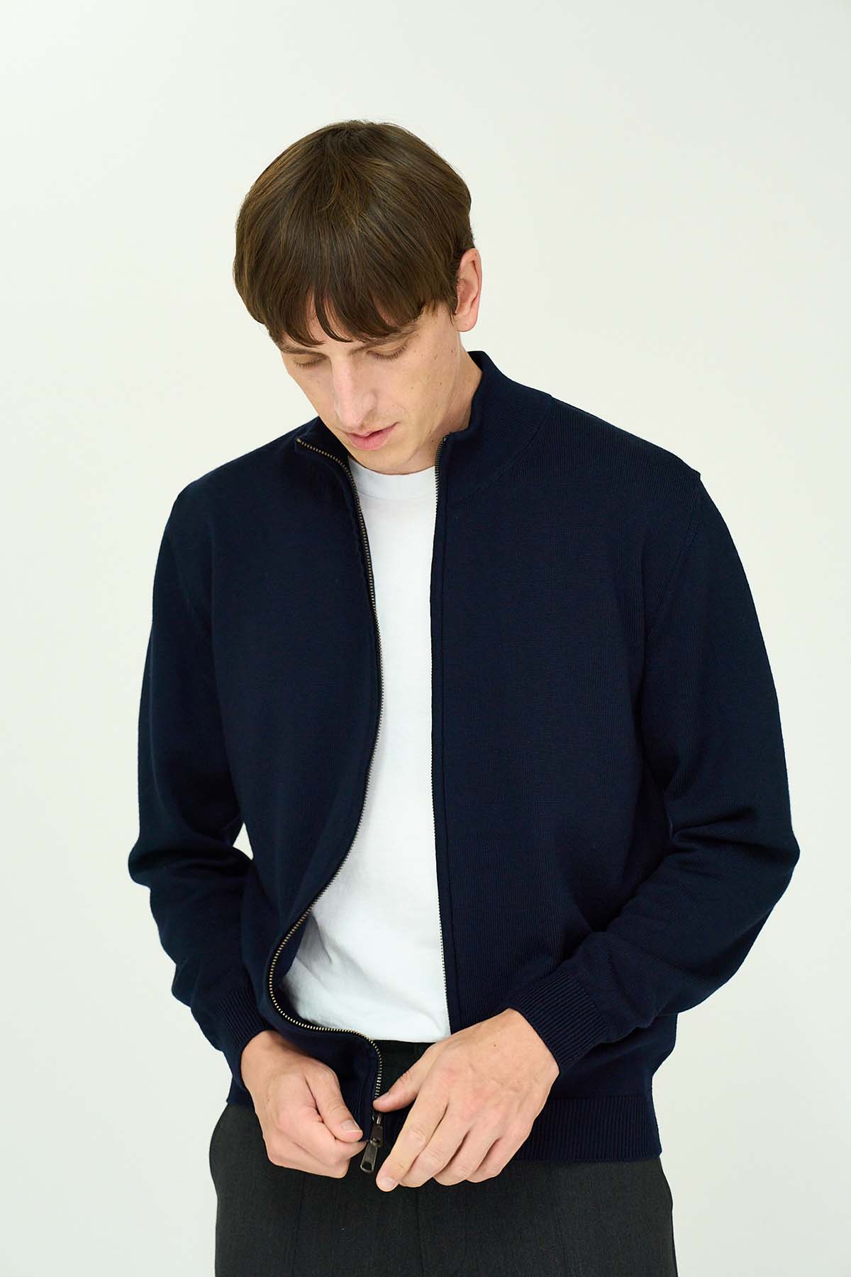 10G Merino Wool Full-Zip Blouzon