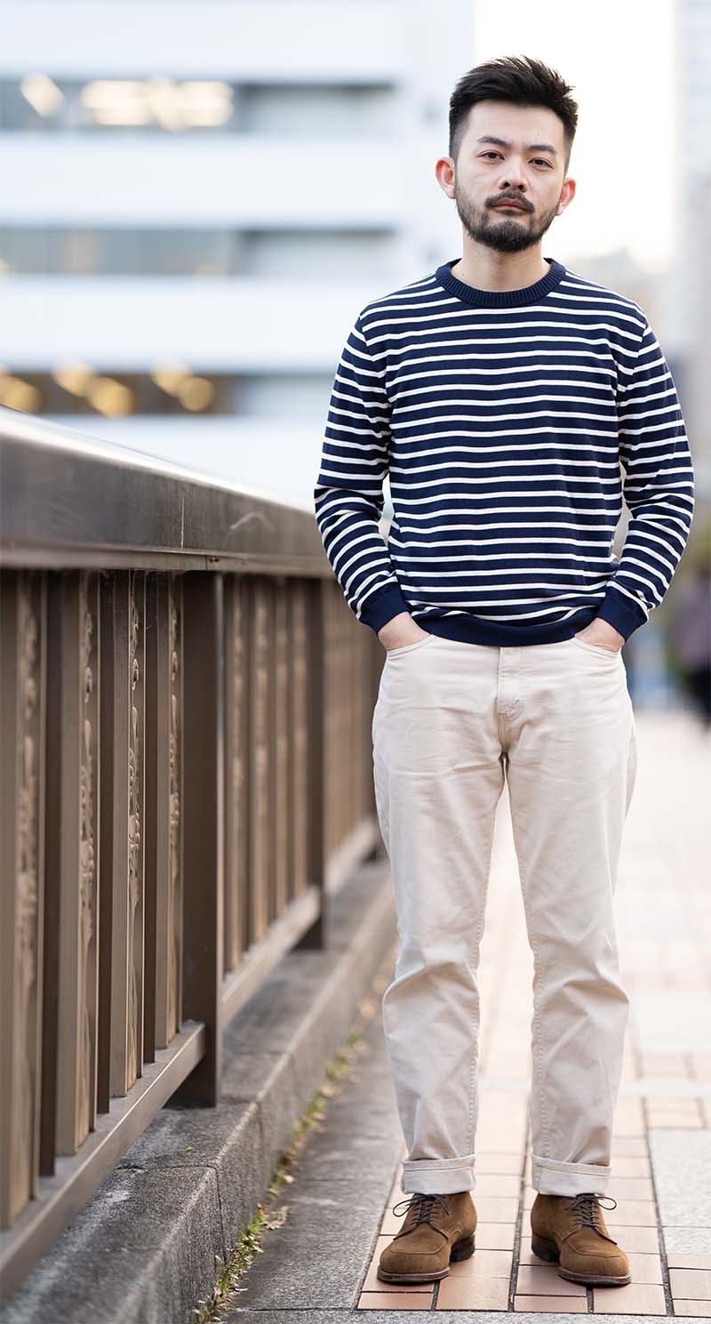 ICE COTTON BORDER LONG CREWNECK (online store removed)