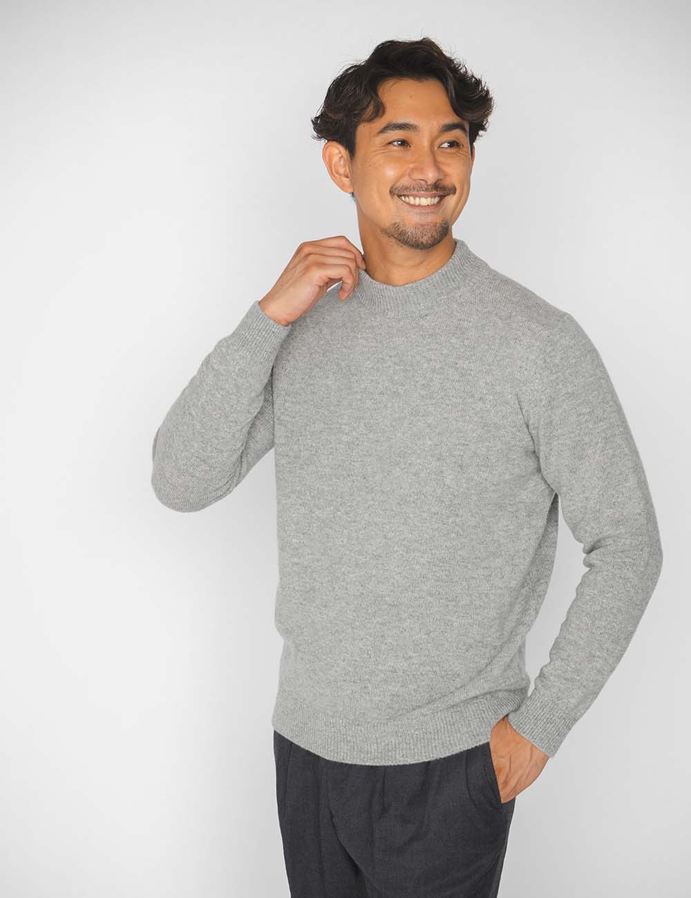 CASHMERE SILK WOOL MOCKNECK