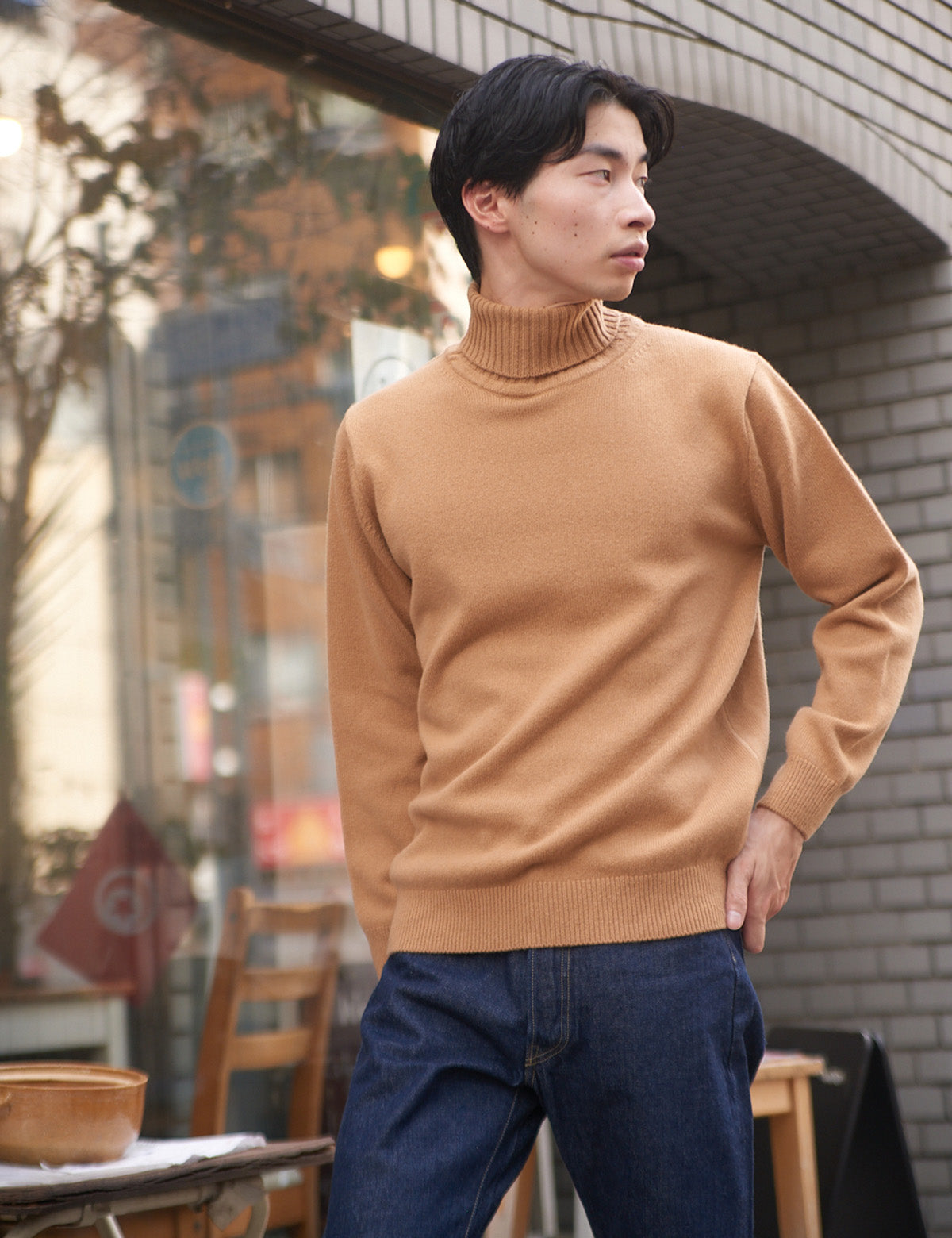 CASHMERE SILK WOOL TURTLE NECK