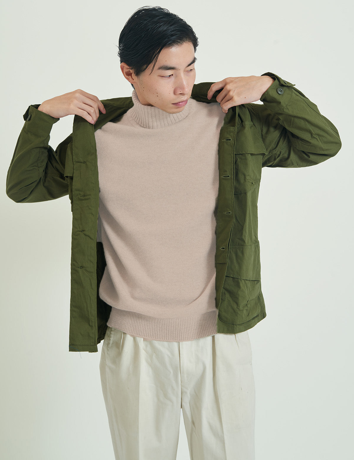 CASHMERE SILK WOOL TURTLE NECK