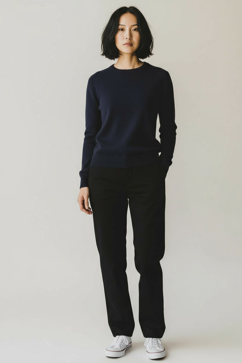 【WOMEN】12G Lightweight Merino Wool Crewneck