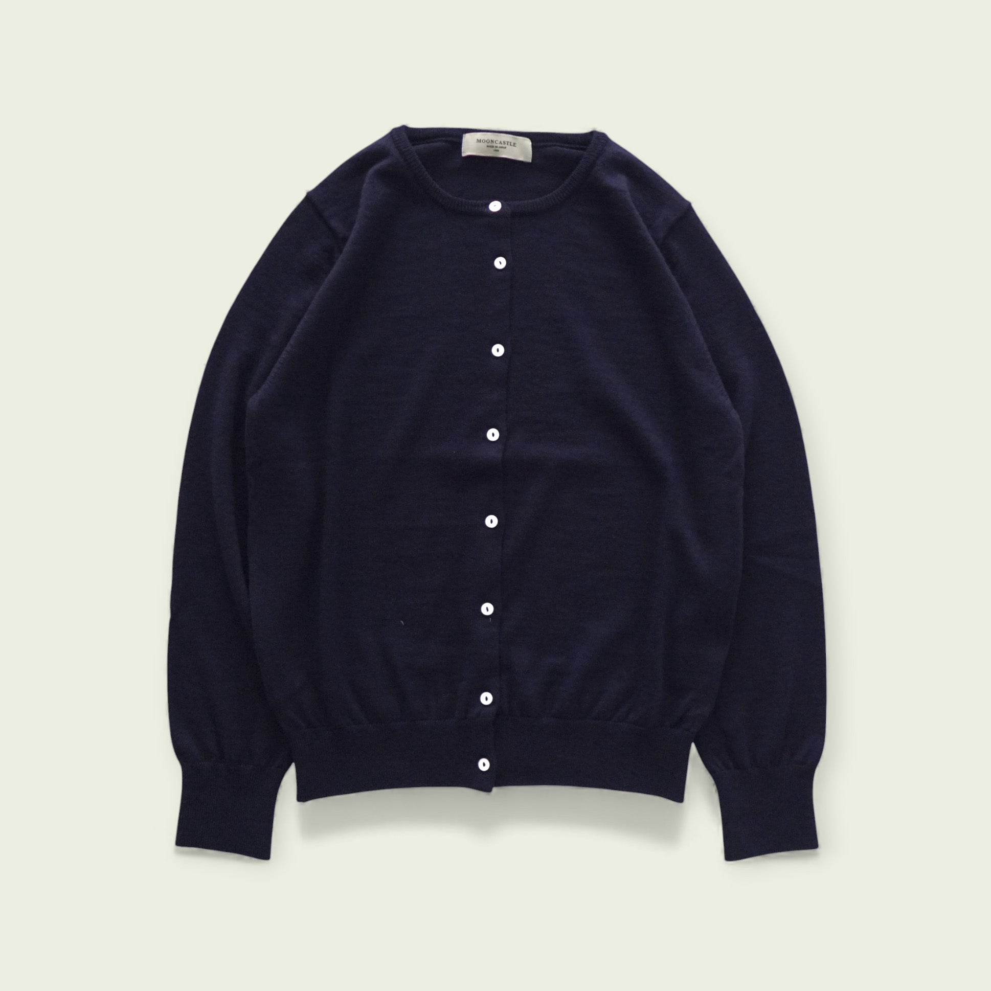 【WOMEN】12G Merino Wool Crewneck Cardigan