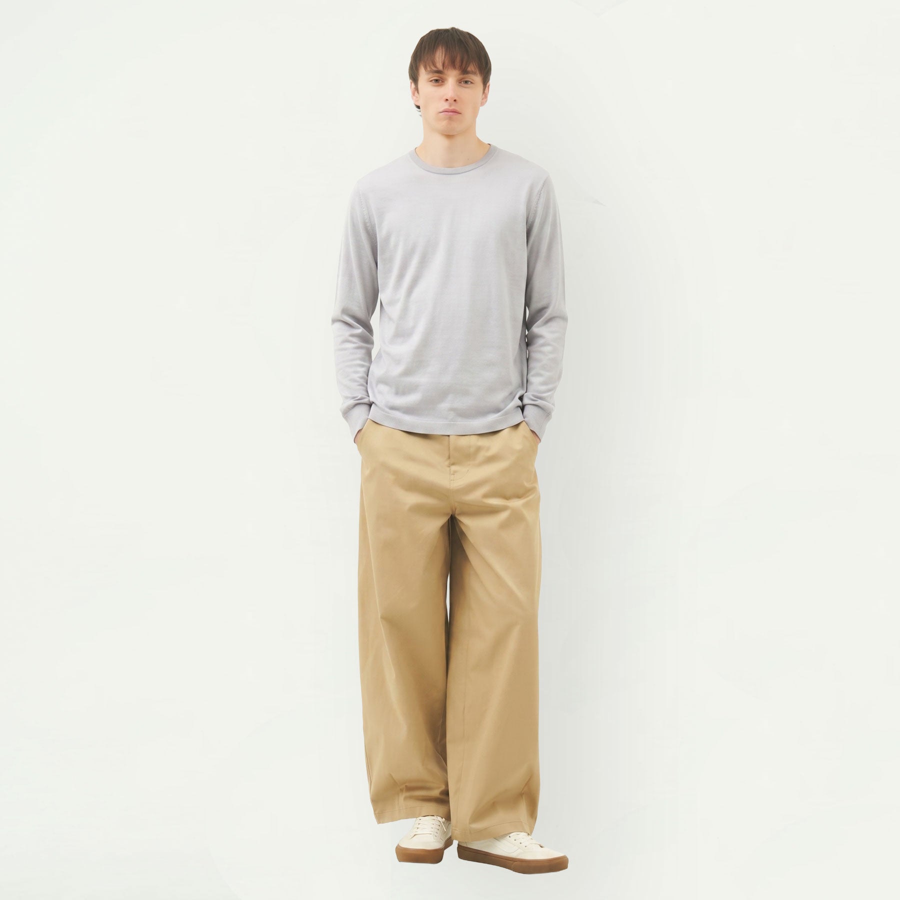 SEA ISLAND COTTON CREWNECK LONG SLEEVE