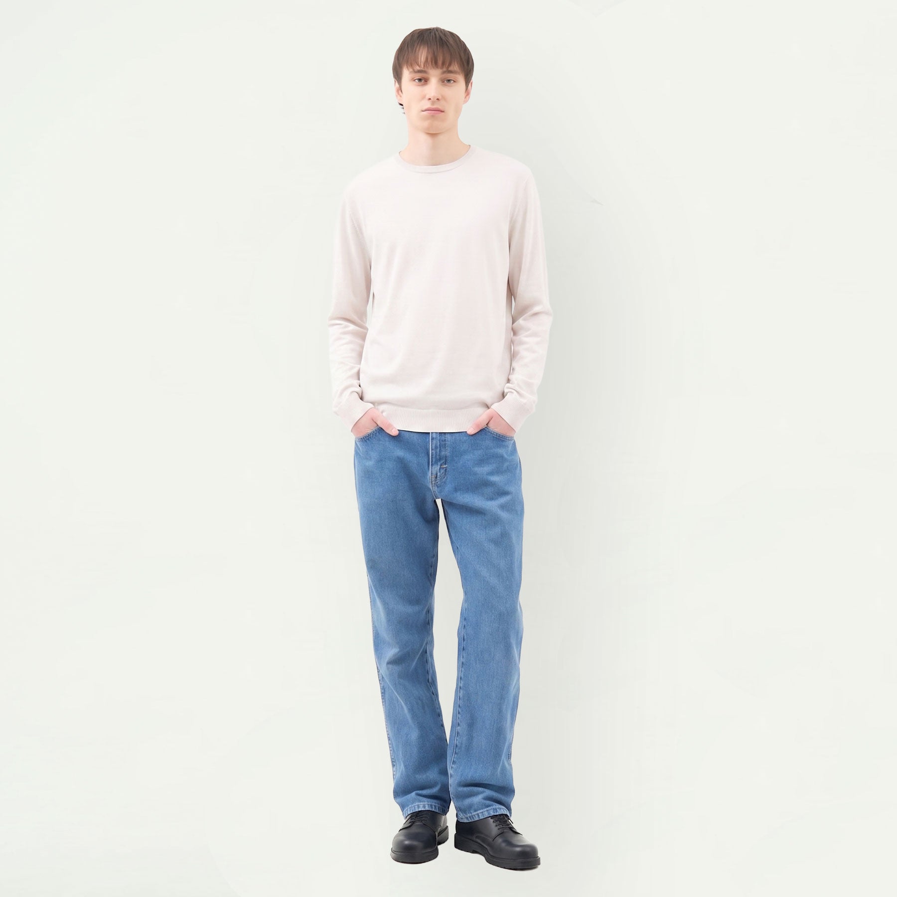 SEA ISLAND COTTON CREWNECK LONG SLEEVE