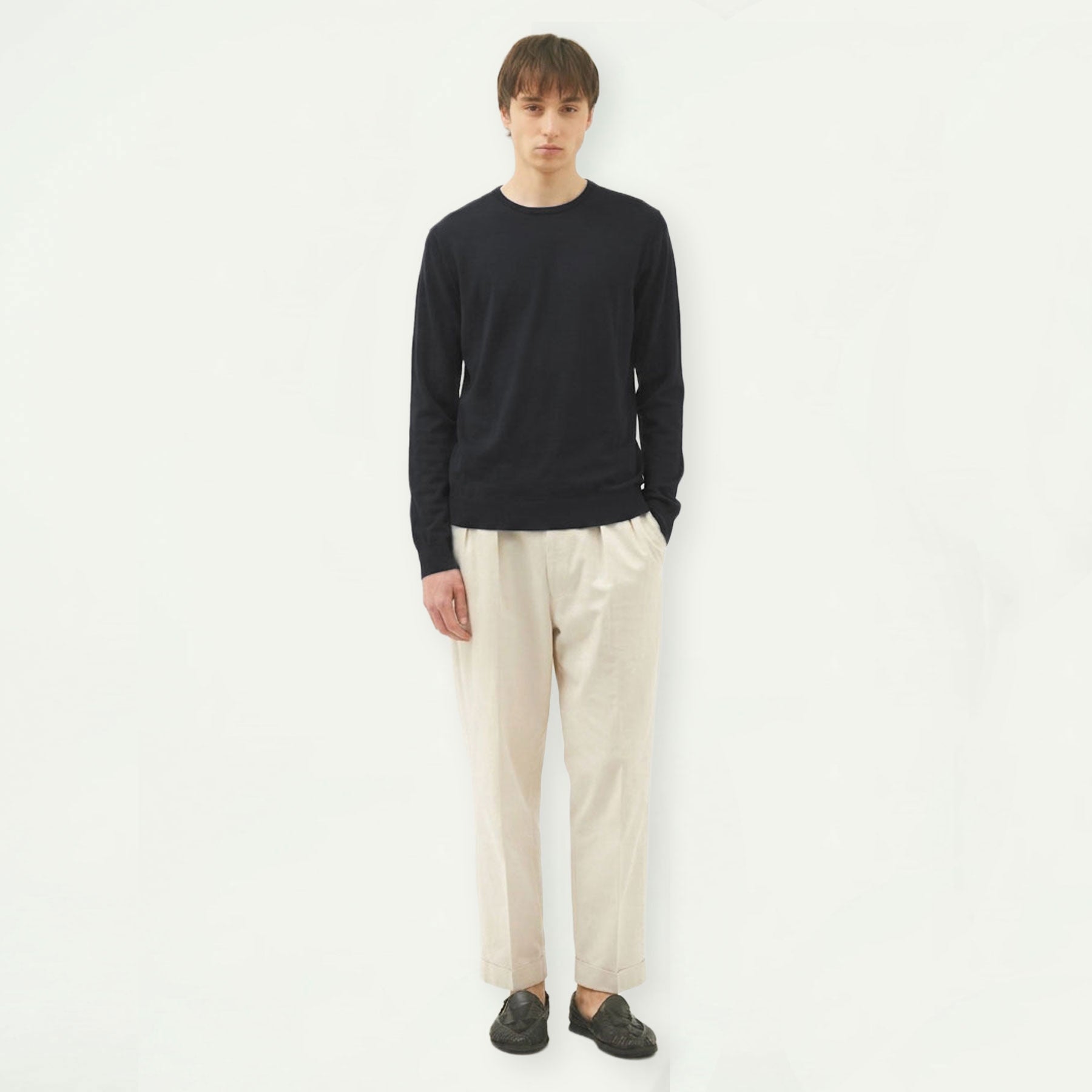 SEA ISLAND COTTON CREWNECK LONG SLEEVE